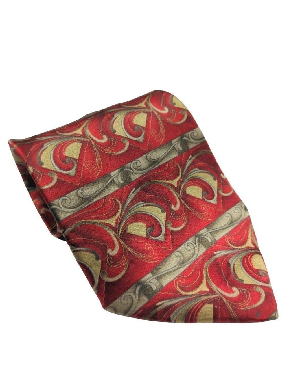 Cocktail Collection Silk Necktie Red Gray Geometric